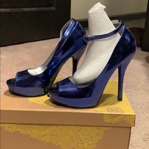 Metallic blue heels